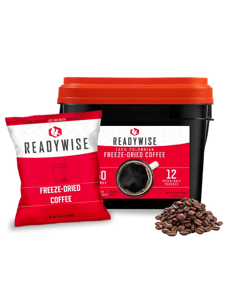 ReadyWise Emergency Food Supply - 360 Servings Freeze Dried Coffee Bucket, Survival Food, Instant Coffee Packets for Backpacking, Camping Essentials & Prepping Supplies, up to 15 Year Shelf Life - Image 1